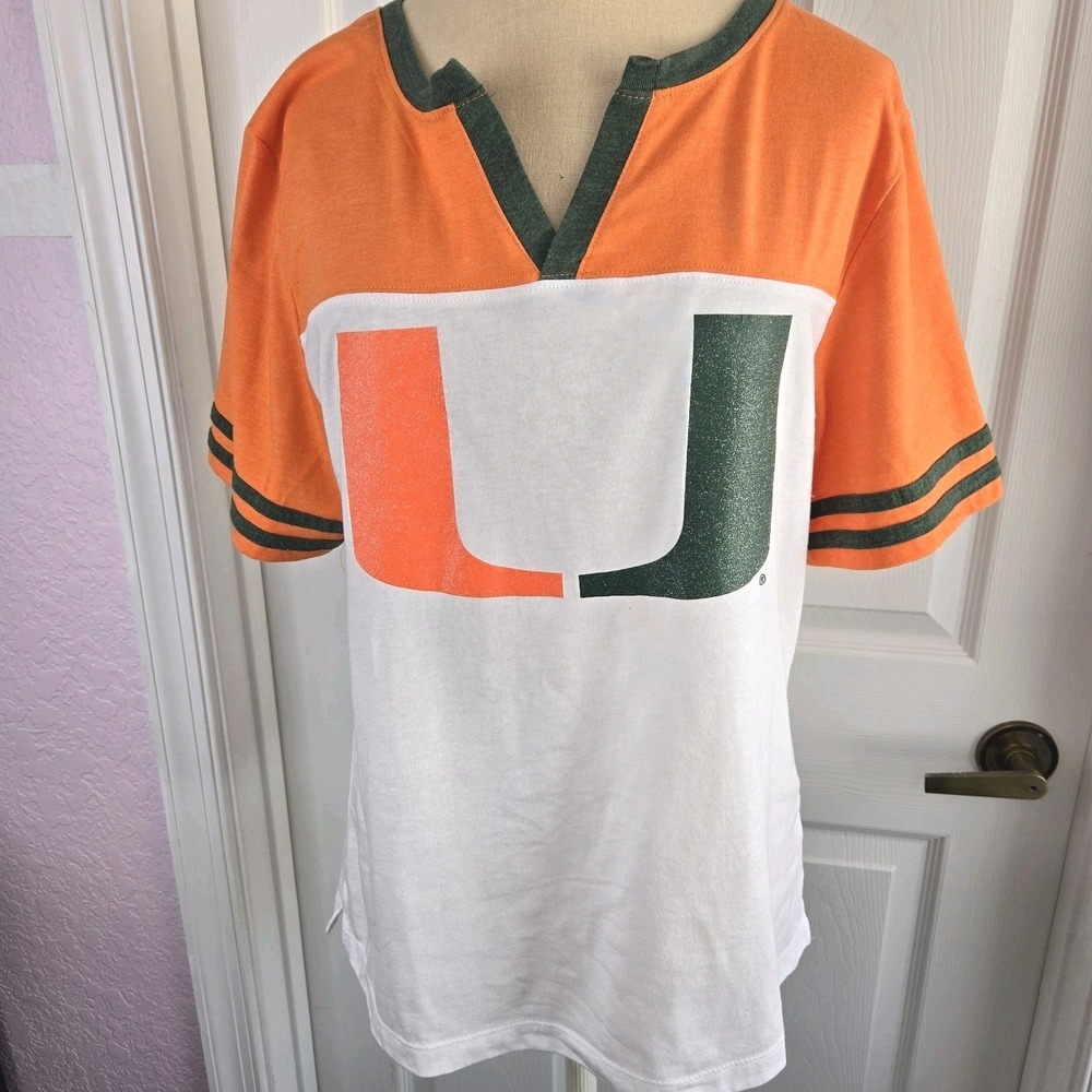 Miami Hurricanes‎ NCAA Colosseum Frost Yourself Notch Neck T-shirt Womens Size L